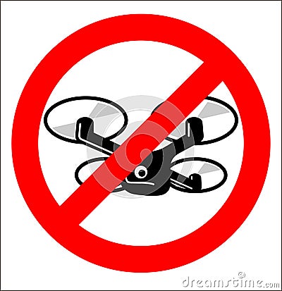 Simple drone symbol prohibition sign Vector Illustration